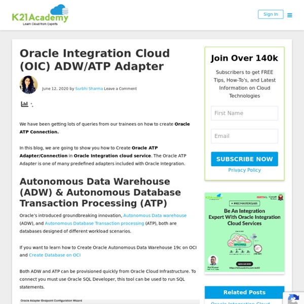 Oracle Integration Cloud (OIC) ADW/ATP Adapter- Oracle Trainings