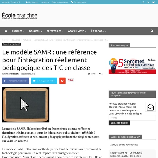 Le modèle SAMR : une référence pour l’intégration réellement pédagogique des TIC en classe - École branchée