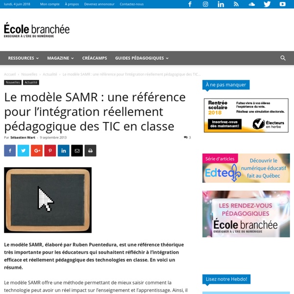 Le modèle SAMR : une référence pour l’intégration réellement pédagogique des TIC en classe