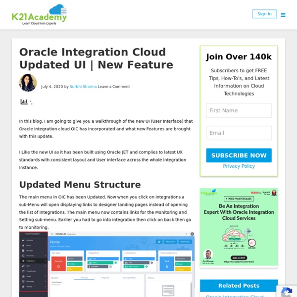 Oracle Integration Cloud OIC Updated UI