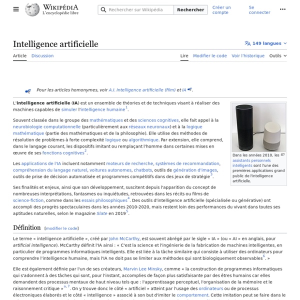 Intelligence artificielle (IA) - Wikipédia