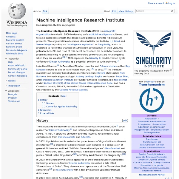 Singularity Institute for Artificial Intelligence