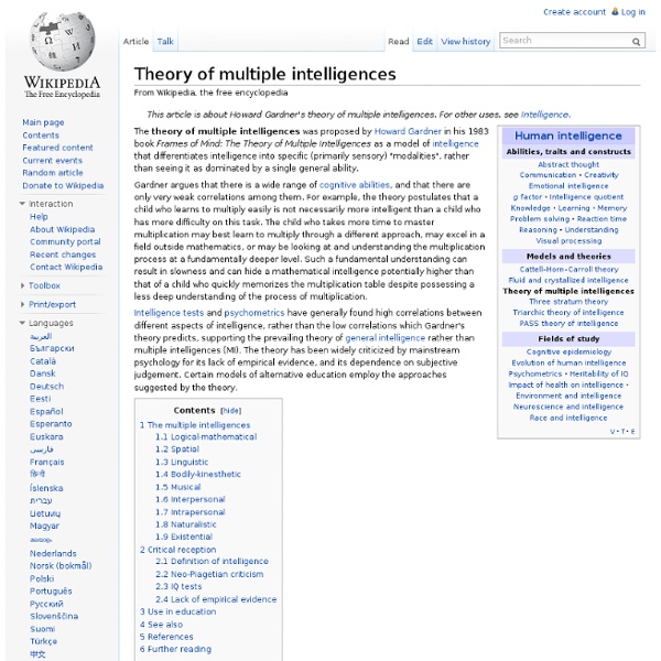 Theory of multiple intelligences - Wikipedia, the free encyclopedia - Iceweasel