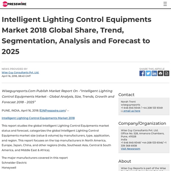 Intelligent Lighting Control Equipments Market 2018 Global Share, Trend, Segmentation, Analysis and Forecast to 2025