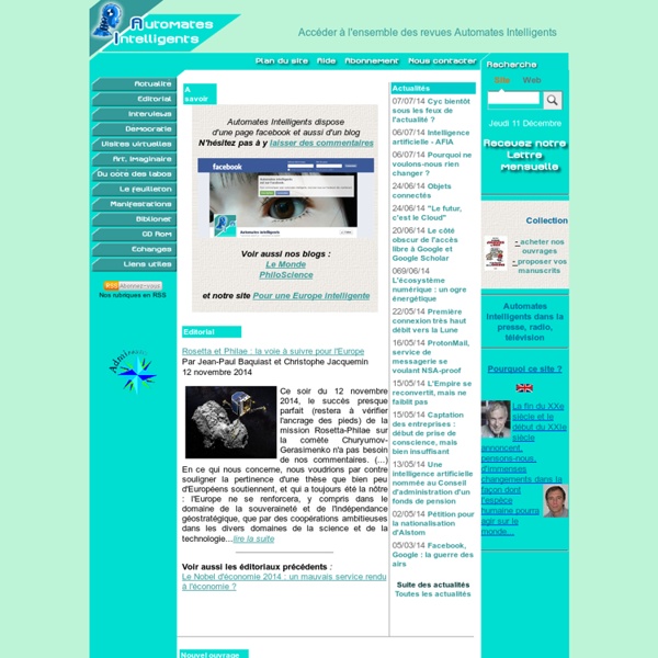 Robotique, intelligence artificielle, vie artificielle, nouvelles sciences, Europe