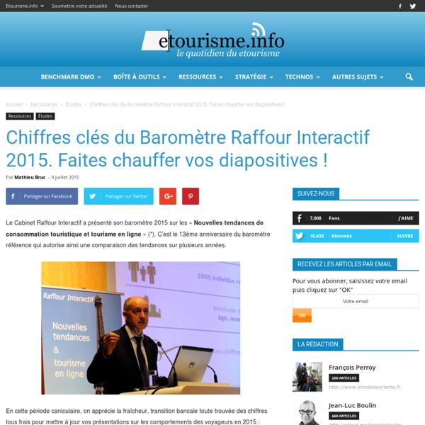 Baromètre Raffour Interactif 2015. Faites chauffer vos diapositives ! Etourisme.info
