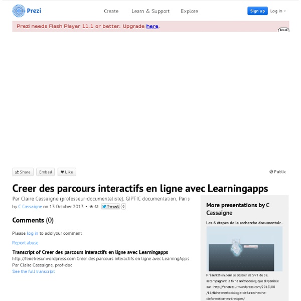 Creer des parcours interactifs en ligne avec Learningapps by C Cassaigne on Prezi