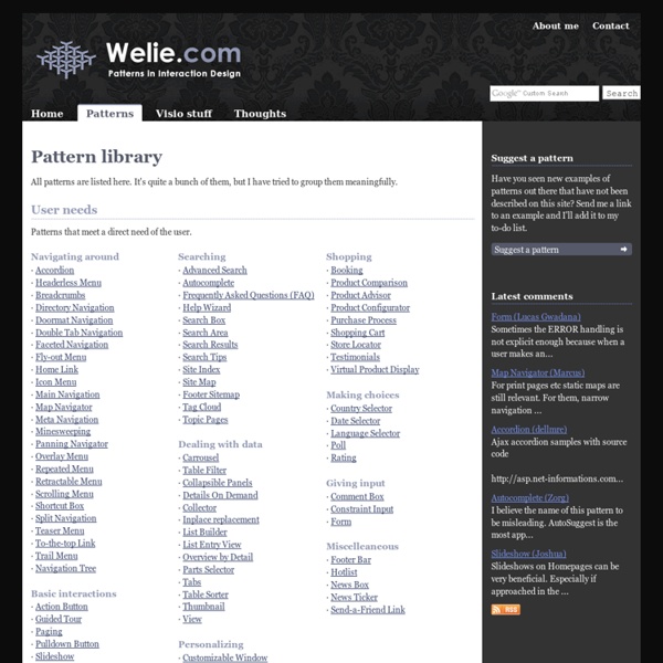Interaction Design Pattern Library - Welie.com