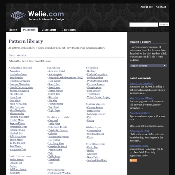 Interaction Design Pattern Library - Welie.com