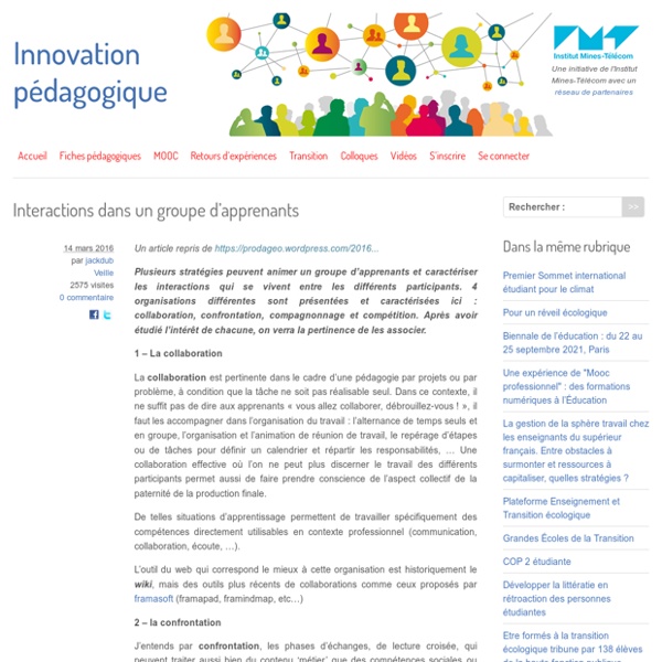 Interactions dans un groupe d’apprenants