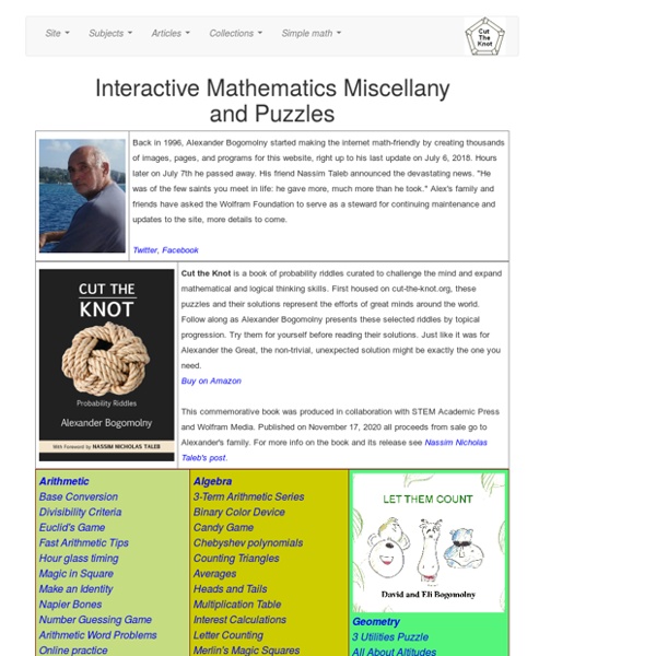 Interactive Mathematics Miscellany and Puzzles