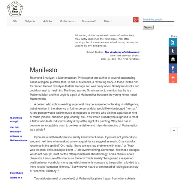 Manifesto. Interactive Mathematics Miscellany and Puzzles