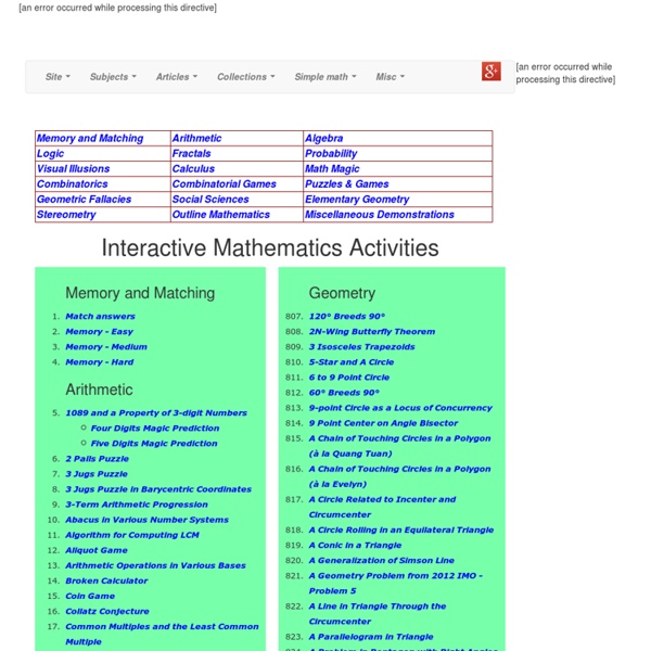 Interactive Mathematics Activities Pearltrees