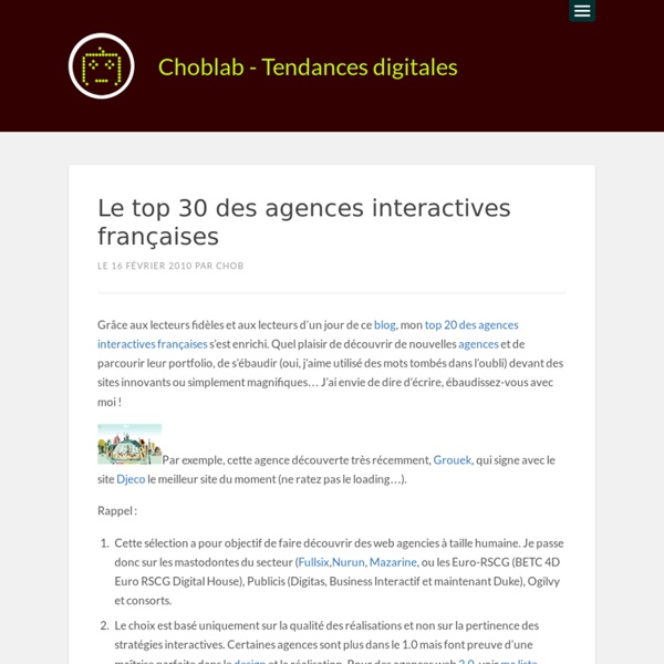 Le top 30 des agences interactives françaises