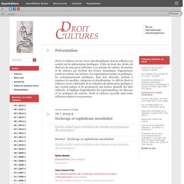 Droit et cultures - Revue internationale interdisciplinaire