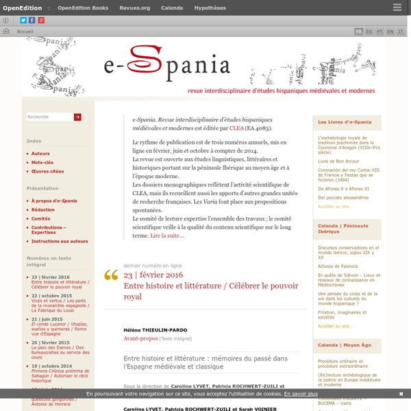 E-Spania - Revue interdisciplinaire d’études hispaniques médiéva