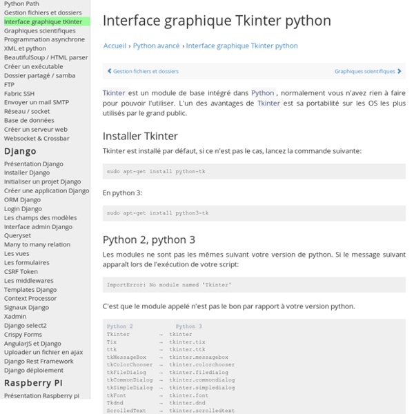 Apprendre à créer des interfaces graphiques en python avec tkinter - cours tutoriel langage de programmation python