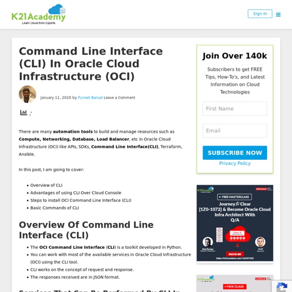 Command Line Interface In Oracle Cloud Infrastructure