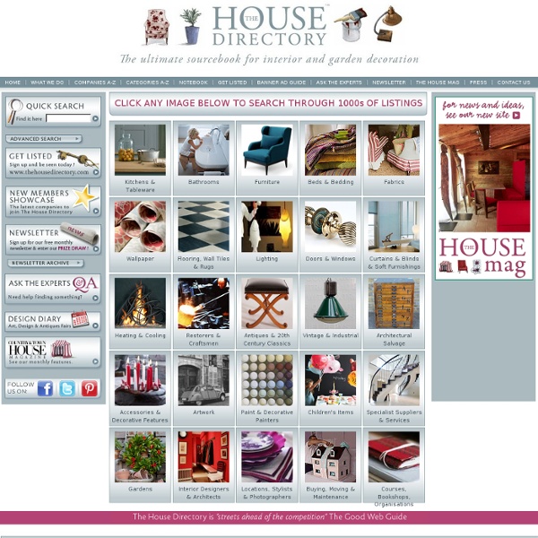 The House Directory - Home design & decorating, Interior designers, Garden shops