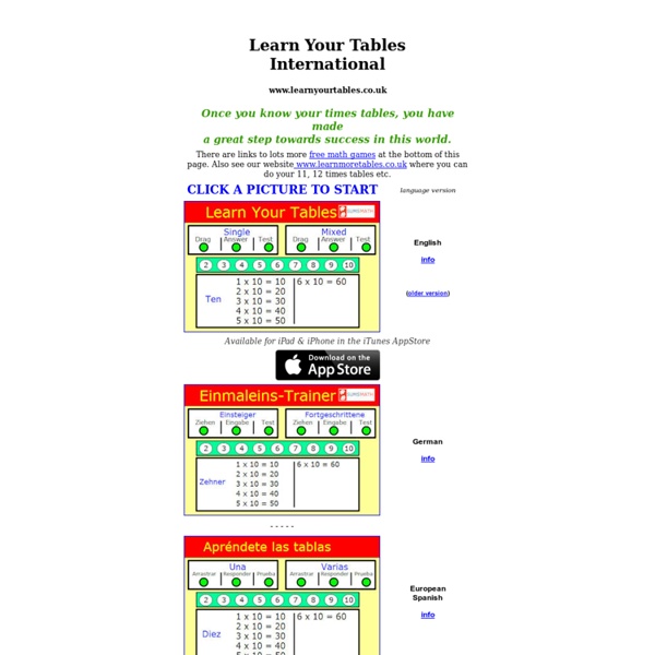 Learn Your Tables International - a powerful free resource to support learning your times tables in more than 20 languages.