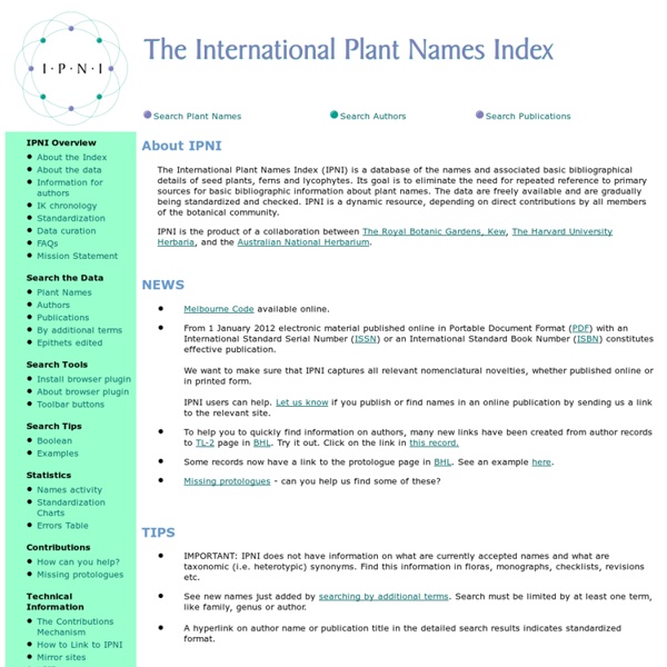 The International Plant Names Index - home page