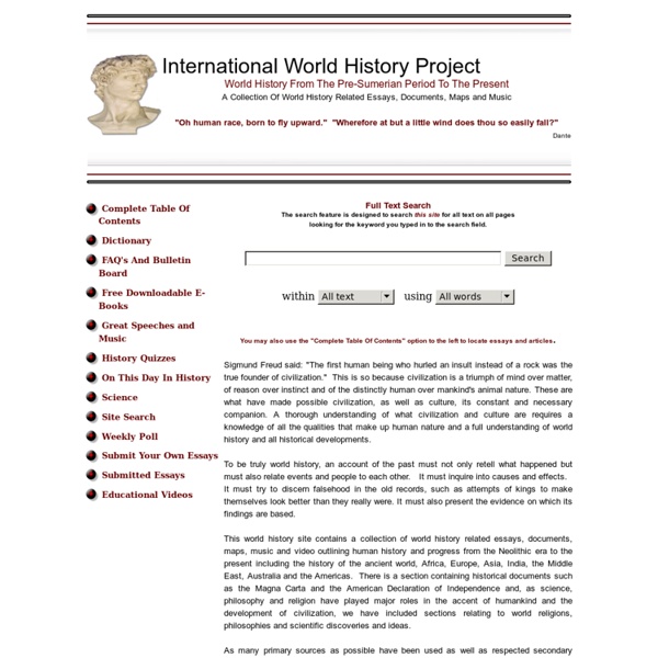 World History International: World History Essays From Prehistory To The Present