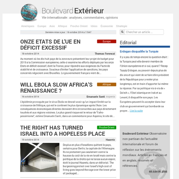 Boulevard Exterieur - Vie internationale : analyses, commentaires, opinions