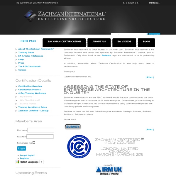 Zachman International® - The Official Home of The Zachman Framework™