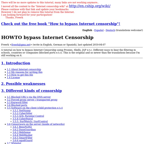 HOWTO bypass Internet Censorship, a tutorial on getting around filters and blocked ports