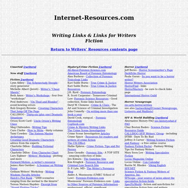 Internet Resources - Writers Resources - Writing Links & Writers Links for Writers