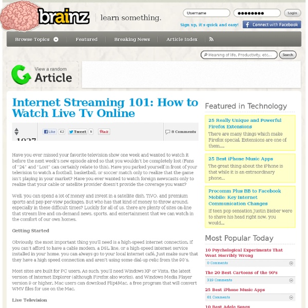 Internet Streaming 101: How To Watch Live TV Online