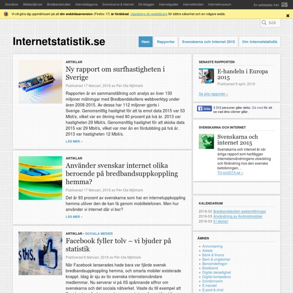 Internetstatistik.se är din källa för tillförlitlig och relevant statistik om Internets utveckling i Sverige och världen.