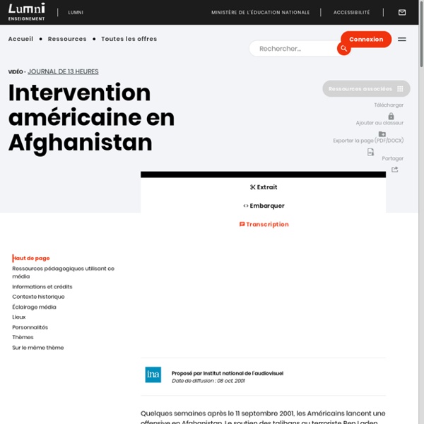 Séance n°1, 2001 Intervention américaine en Afghanistan