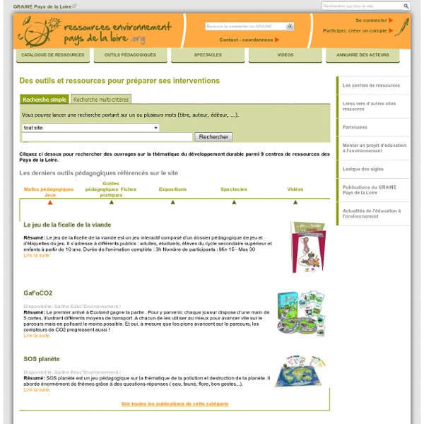 Catalogue Ressources en éducation à l'environnement