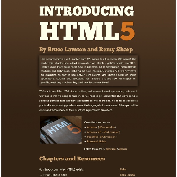 Introducing HTML5: Bruce Lawson and Remy Sharp