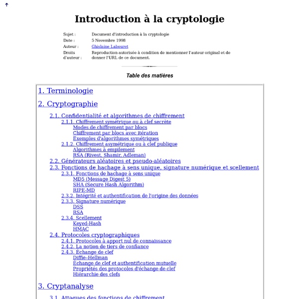 Introduction à la cryptologie