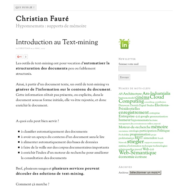Introduction au Text-mining