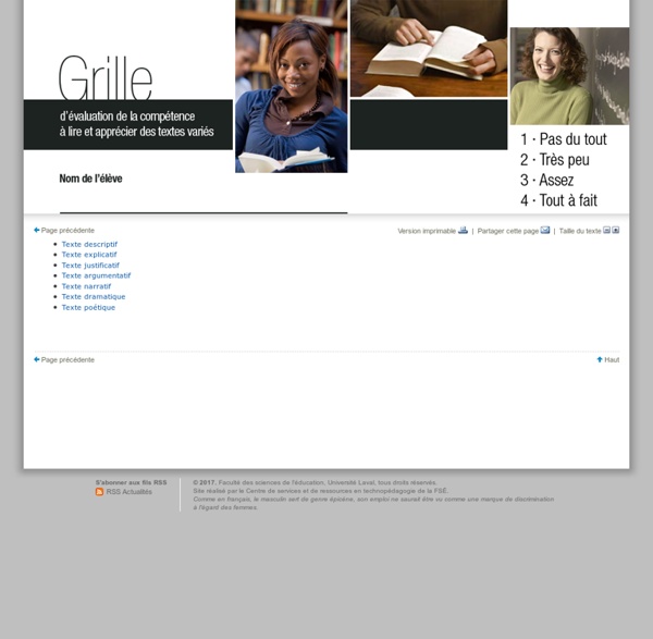 Grille d'évaluation de la compétence à lire et apprécier des textes variés pour le 2e cycle du secondaire - Introduction - Portail pour l'enseignement du français