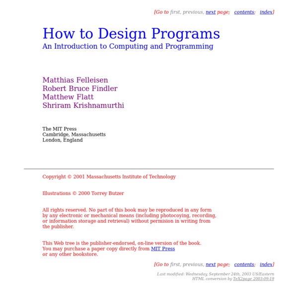 How to Design Programs: An Introduction to Computing and Programming