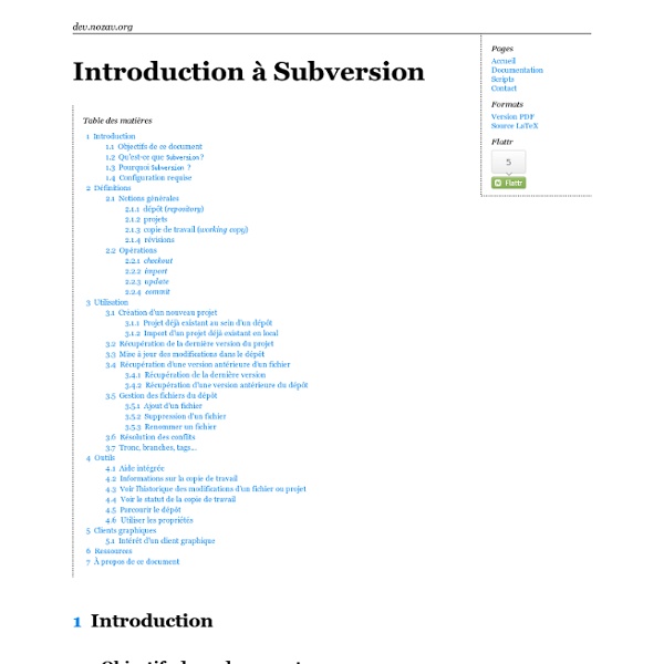 Introduction Ã  Subversion · dev.nozav.org