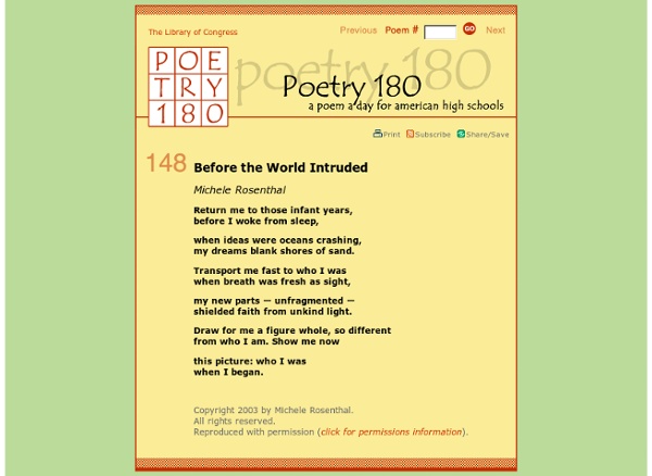Poetry 180 - Before the World Intruded
