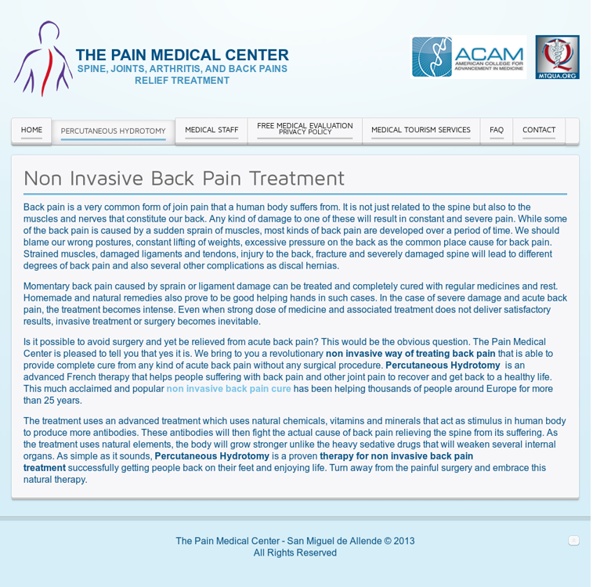 Non Invasive Back Pain Treatment - The Pain Medical Center
