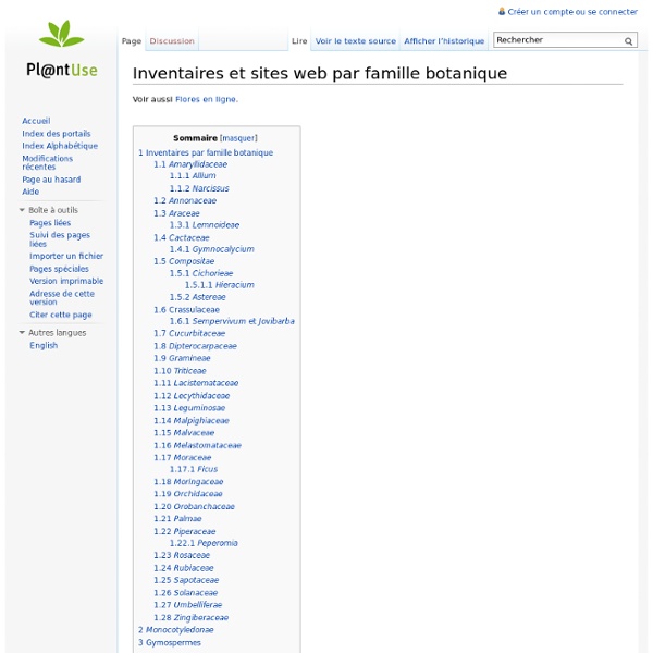 Inventaires et sites web par famille botanique