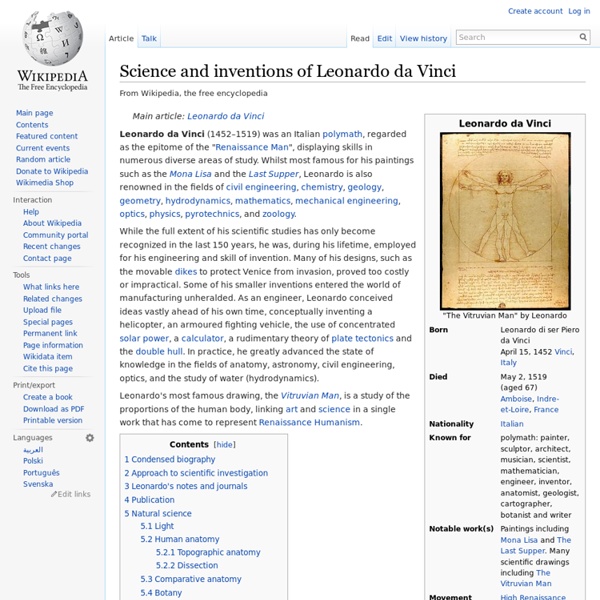 Science and inventions of Leonardo da Vinci