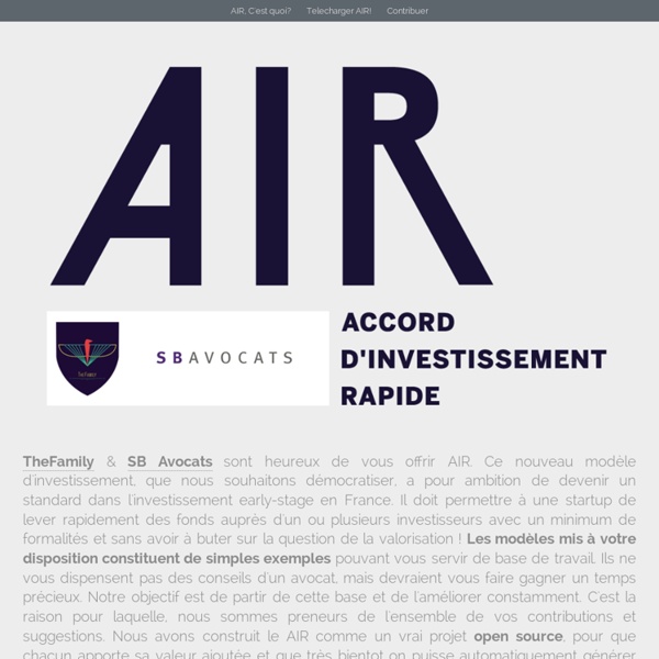 AIR - Accord d'Investissement Rapide par TheFamily et SBAvocats