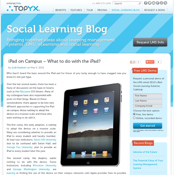 iPad on Campus - What to do with the iPad?