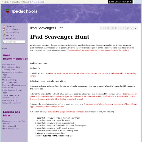 iPad Scavenger Hunt