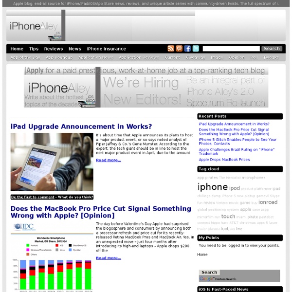 iPhone Alley - iPhone News, iPhone reviews, tips, tricks and forums