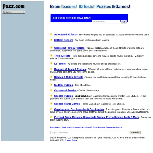 IQ Tests, Brain Teasers & Puzzles