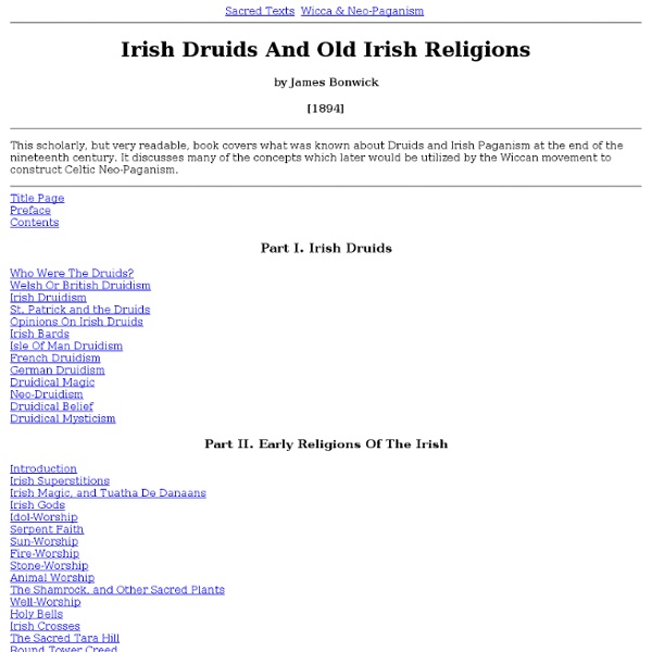 Irish Druids and Old Irish Religions index